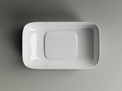 Умывальник чаша накладная прямоугольная с керамической накладкой на сливное отверстие Element 600*375*145мм CN5021