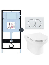 Комплект унитаз с инсталляцией, кнопкой и сиденьем Jacob Delafon Elite E21743RU-00