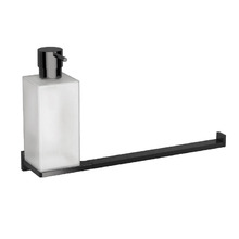 Colombo Look Дозатор для жидкого мыла с полотенцедержателем, подвесной, цвет: PVD графит полированный/матовое стекло