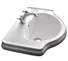 Раковина врезная Kerasan Retro 103001*1, 62 см, 1 отверстие под смеситель, белая