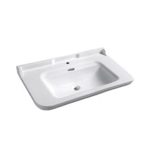 Раковина Kerasan Waldorf 4142K1bi/cr*1, 100 см, 1 отверстие под смеситель, белая, заглушка перелива хром