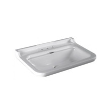 Раковина керамическая Kerasan Waldorf 4141K1bi/cr*3, 80 см, 3 отверстия под смеситель, белая, заглушка хром