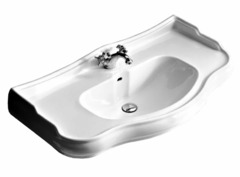 Раковина Kerasan Retro 105001*3, 100 см, 3 отверстия под смеситель, белая