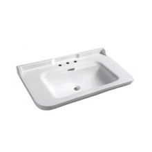 Раковина керамическая Kerasan Waldorf 4142K1bi/cr*3 , 100 см, 3 отверстия под смеситель, белая, заглушка хром