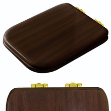 Крышка-сиденье Kerasan Waldorf 418740 для унитаза, микролифт, цвет орех, петли золото