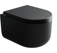 Подвесной унитаз Ceramicanova Ulma, CN4006MB, безободковый, крышка-сиденье микролифт, черный матовый, сантехфарфор