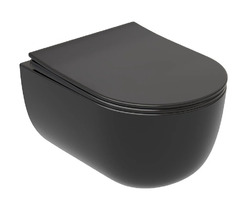 Подвесной унитаз Ceramicanova Modena Rimless, CN6063MB, безободковый, крышка-сиденье микролифт, черный матовый, сантехфарфор