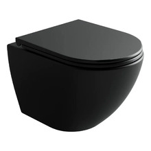 Подвесной унитаз Ceramicanova Metropol CN4002TMB, безободковый, смыв торнадо, крышка-сиденье микролифт, черный матовый, сантехфарфор