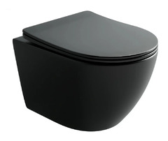 Подвесной унитаз Ceramicanova Uno CN11001TMB, безободковый, смыв Торнадо, сиденье микролифт, черный матовый, сантехфарфор