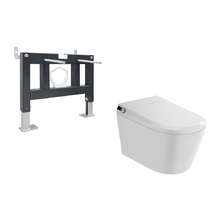 Комплект ABBER подвесной электронный унитаз-биде Bequem AC1119S белый с импульсным смывом с инсталляцией AC0101P