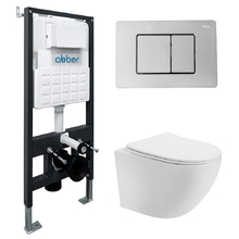 Комплект подвесной унитаз ABBER Bequem AC1100T белый с инсталляцией AC0105 и кнопкой AC0120 хром