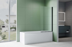 Шторка на ванну Aquatek 80х150 AQ.BS.080.2BL профиль Черный матовый стекло рифленое