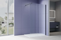 Душевая перегородка Aquatek Walk In 140 AQ.WI.140.2BL профиль Черный матовый стекло рифленое