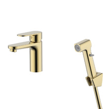 Смеситель для раковины Aquatek Ника AQ1812BG с гигиеническим душем цвет Золото шлифованное