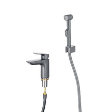 Смеситель для раковины Aquatek Вега AQ1012BGM с гигиеническим душем цвет Оружейная сталь