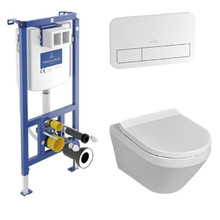 Инсталляция Villeroy & Boch с унитазом Architectura 4616CB01/92243068, безободковый DirectFlush, смыв TwistFlush (торнадо), сиденье микролифт, клавиша смыва белая, альпийский белый, 3 в 1