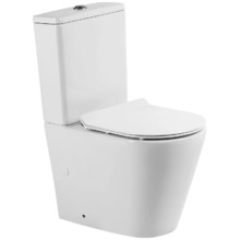 Напольный безободковый унитаз-компакт BelBagno Flay-TOR, смыв торнадо, крышка микролифт, белый, BB2149CP-TOR/SC/BB2149T